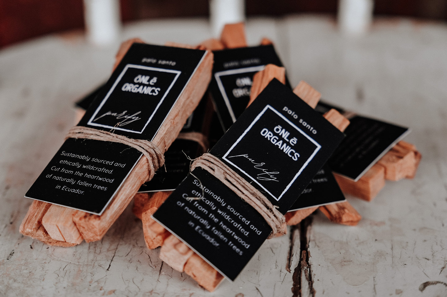 bundles of purify palo santo sticks.